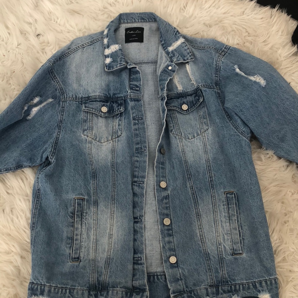 Ripped large jean jacket